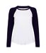 Skinni Fit Womens/Ladies Long-Sleeved Baseball T-Shirt (White/Oxford Navy) - UTPC7426
