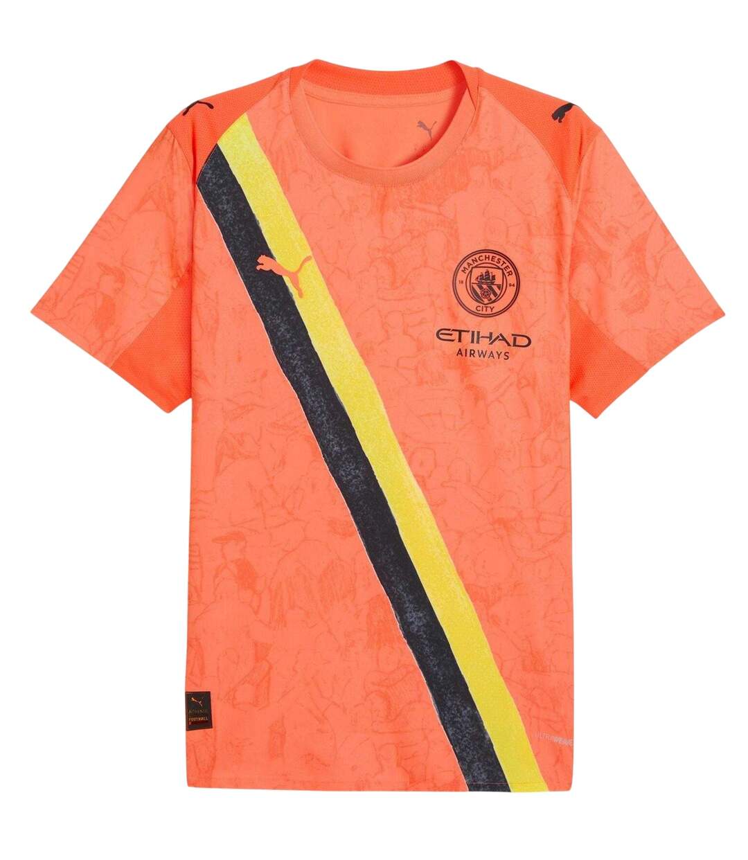 Mens Kidsuper Manchester City Fc Away Shirt Neon Orange Puma-2