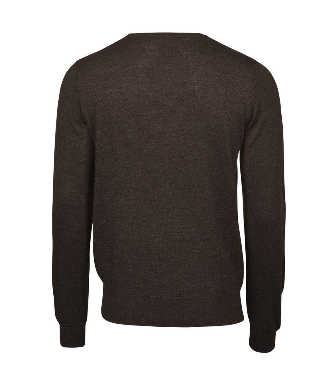 Mens Merino Blend Crew Neck Sweatshirt Mocha Tee Jays-2
