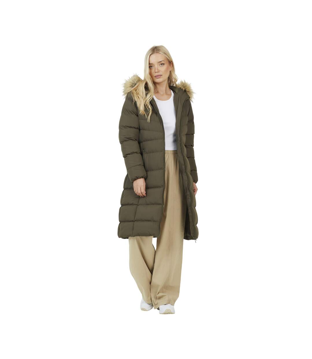 Doudoune Matelassée Motif/style Matelassé Gracey Femme Kaki Brave Soul-4