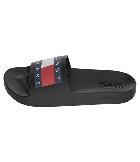Mens Flag Logo Moulded Footbed Sliders Black Tommy Jeans