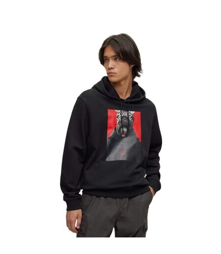 Mens Zebra Hoodie Black Hugo