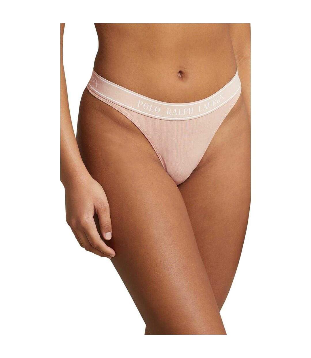 Womens/ladies Cotton Blend Mid Rise Thong Clay Ralph Lauren-4