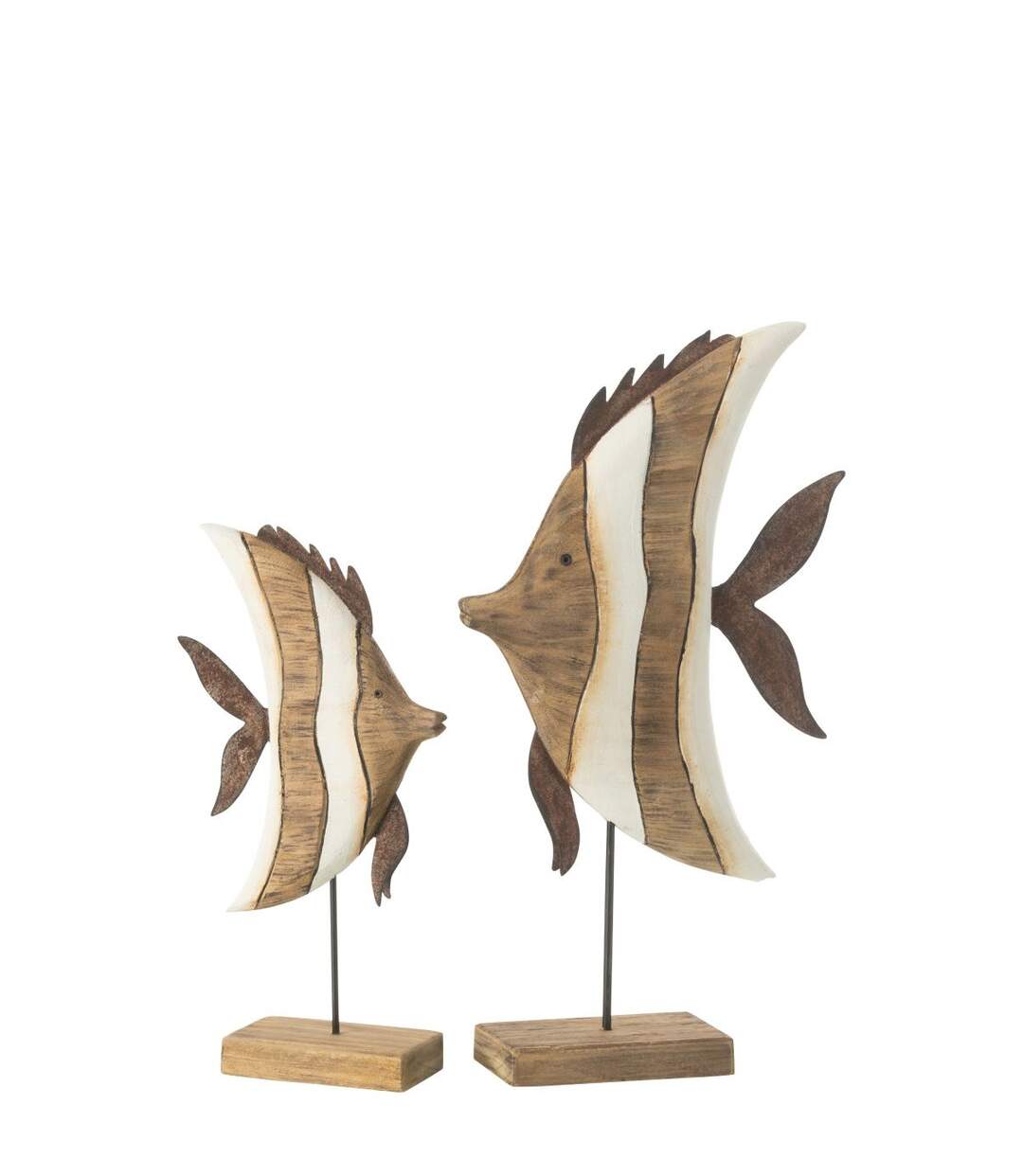 Statuette Poisson sur Pied en Bois Ligne 38cm Naturel-2