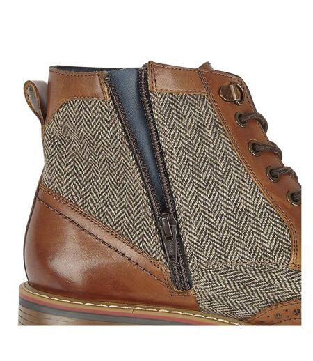 Roamers Mens Herringbone Leather Ankle Boots (Tan) - UTDF2015