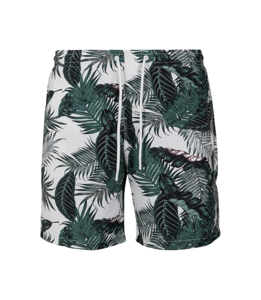 Short De Bain Motif/style Feuille De Palmier Homme Vert Noir Blanc Urban Classics-1