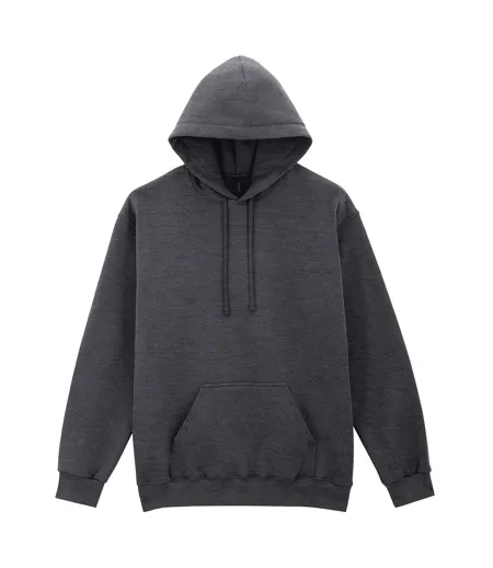Unisex Adult Midweight Fleece Hoodie Heather Black Gildan