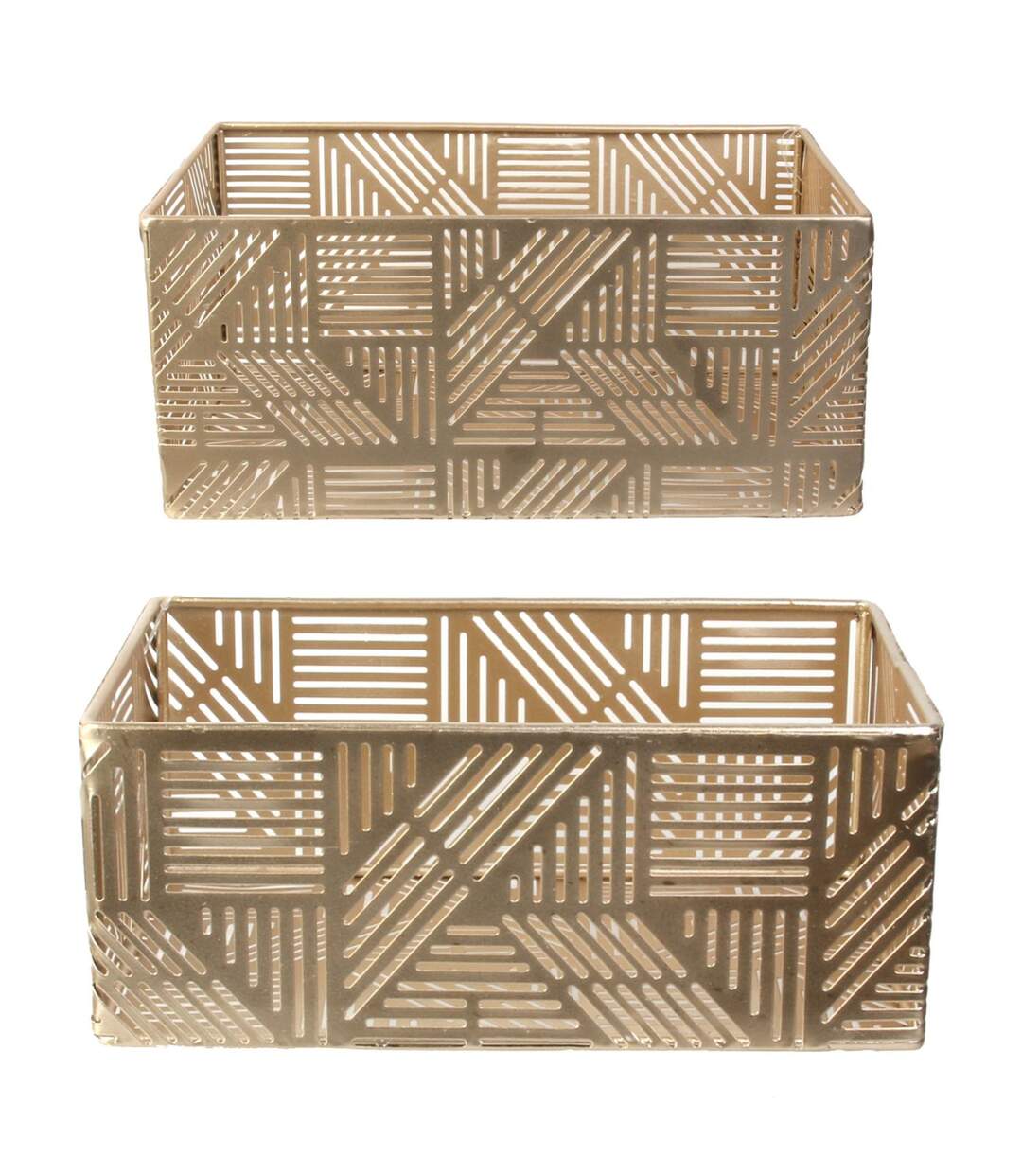 Paniers de rangement en métal ajouré doré (Lot de 2) 21 et 25 cm-1
