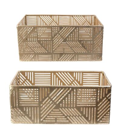 Paniers de rangement en métal ajouré doré (Lot de 2) 21 et 25 cm