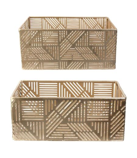 Paniers de rangement en métal ajouré doré (Lot de 2) 21 et 25 cm