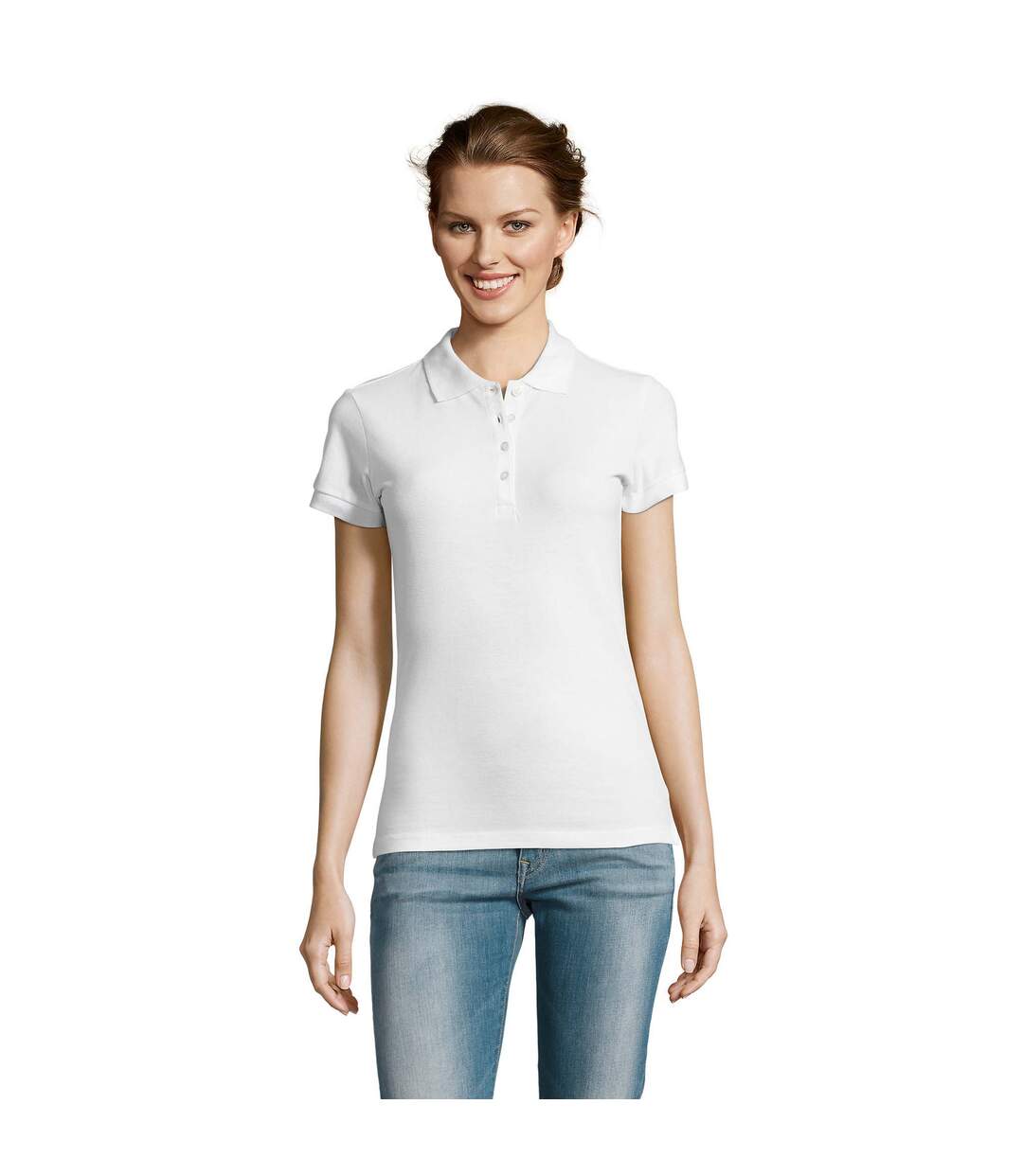 SOLS Womens/Ladies People Pique Short Sleeve Cotton Polo Shirt (White) - UTPC319-1