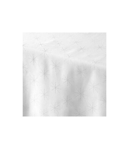Nappe Imprimée Jacquard Étoiles 140x300cm Blanc