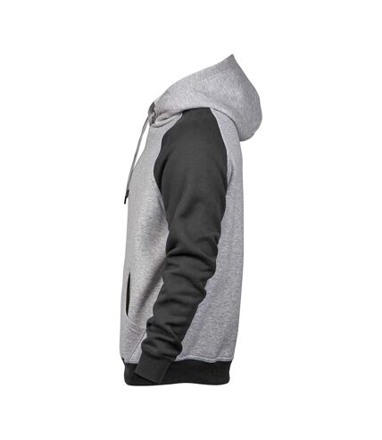 Tee Jays Mens Two Tone Raglan Hooded Sweatshirt (Heather Gray/Dark Gray) - UTPC3428
