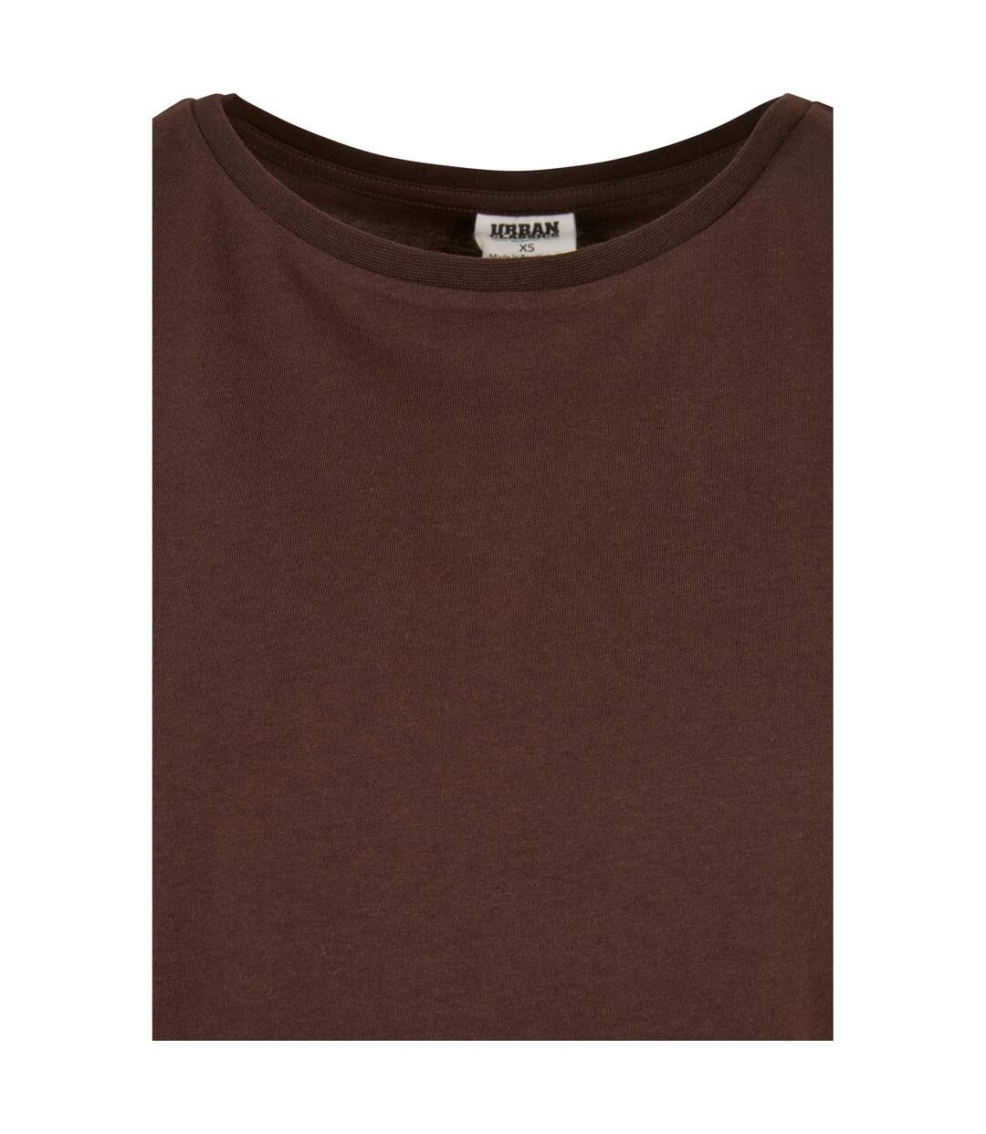Womens/ladies Organic Cotton Extended Shoulder T-shirt Brown Urban Classics-3