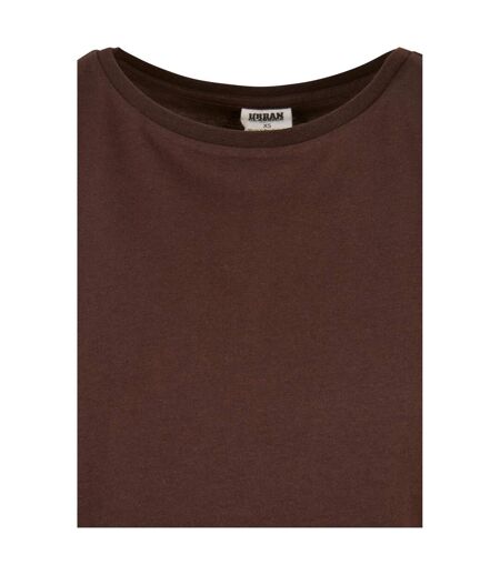 Womens/ladies Organic Cotton Extended Shoulder T-shirt Brown Urban Classics