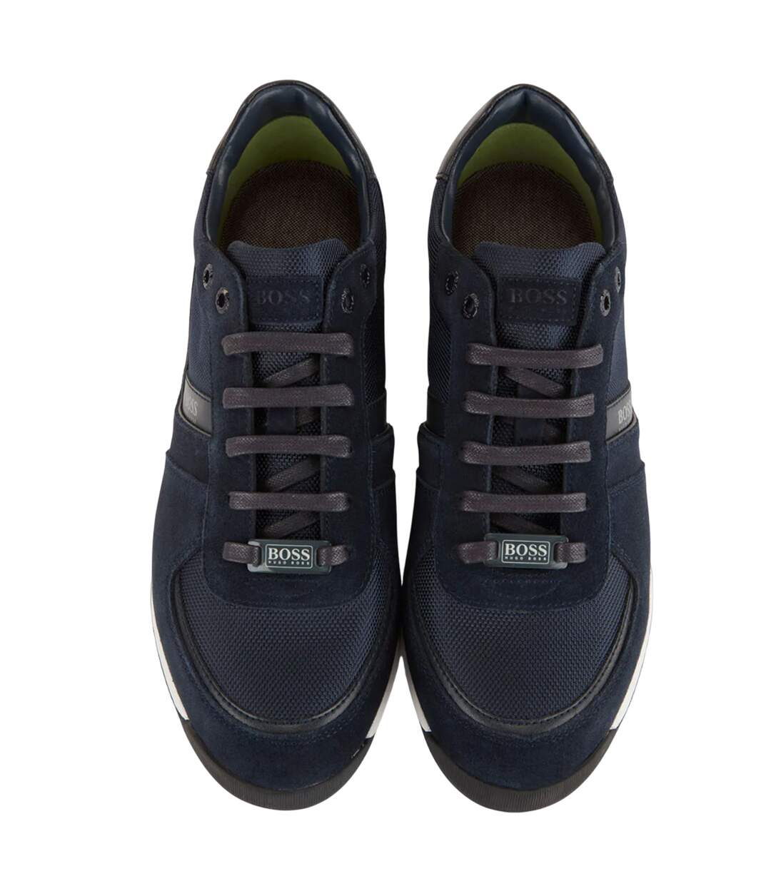 Mens Glaze Cow Suede Low Cut Trainers Dark Blue Boss-4