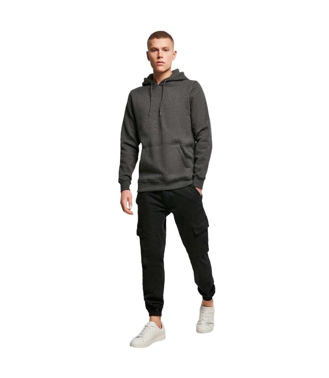 Sweat À Capuche Homme Charbon Build Your Brand-1