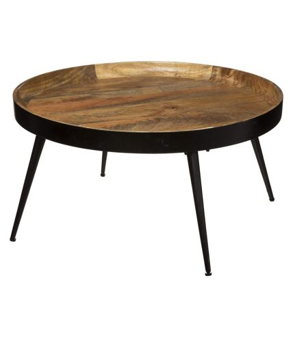 Table basse Siwan en bois de manguier - Diamètre 70 cm - Noir et Doré