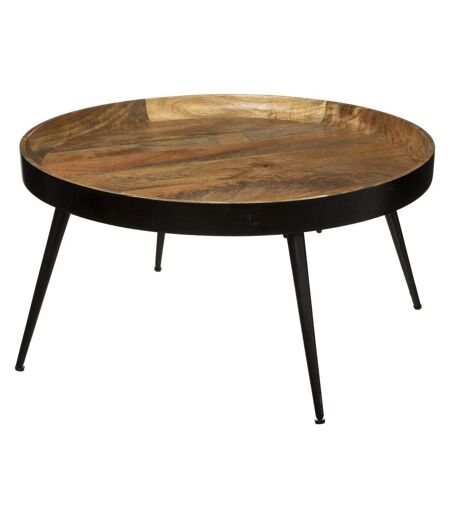 Table basse Siwan en bois de manguier - Diamètre 70 cm - Noir et Doré