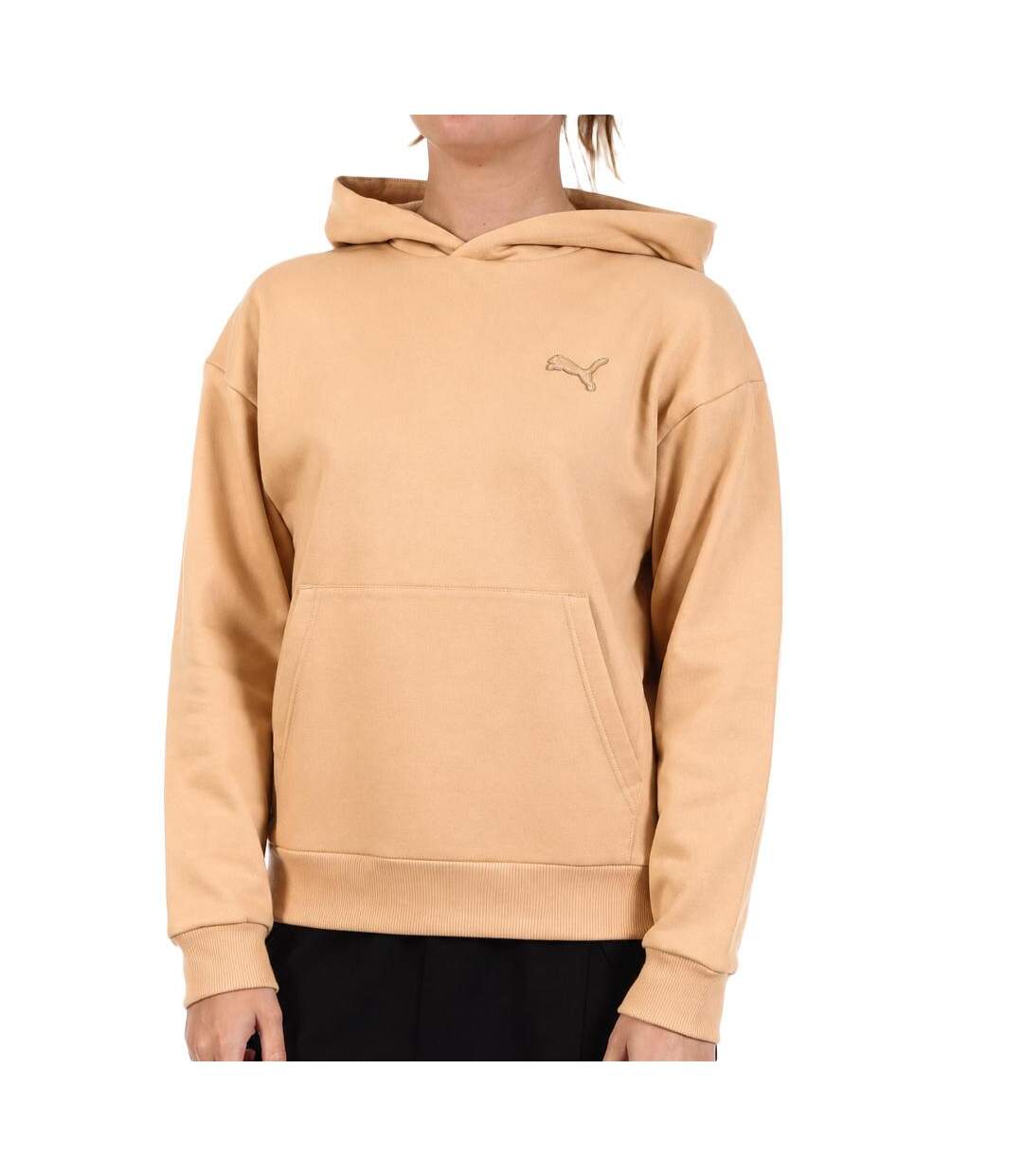 Sweat beige femme puma emboridery comfo-1