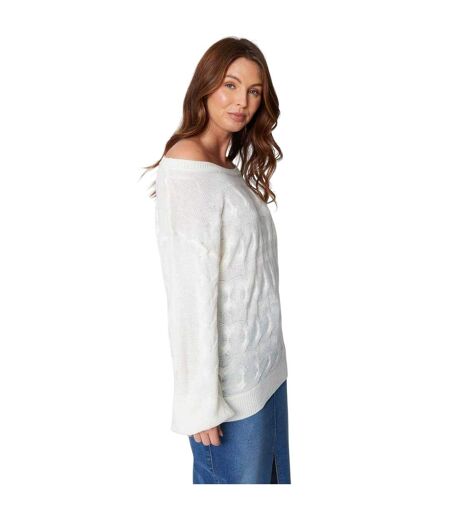 Haut Motif/style Maille Torsadée Femme Crème Be You