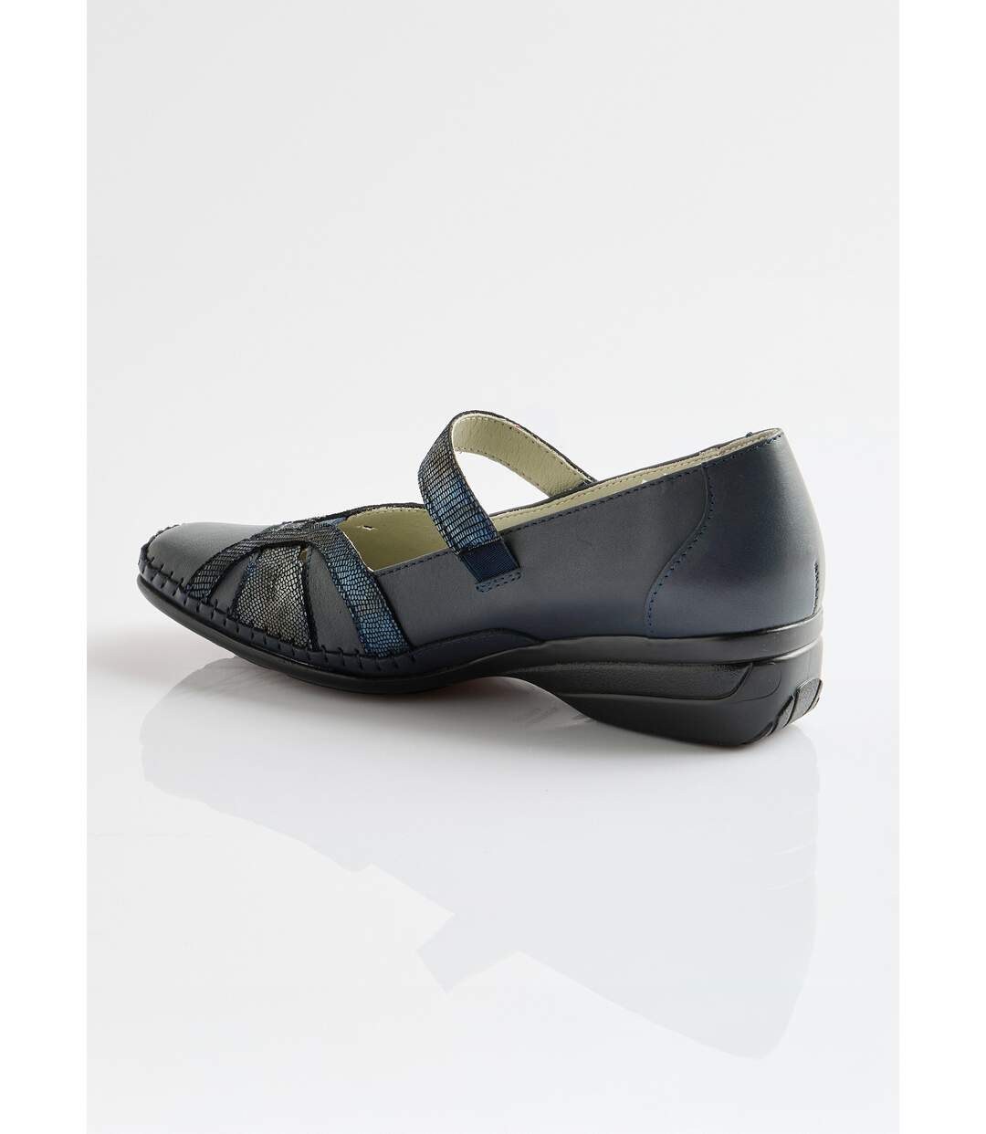 Ballerines largeur confort cuir scratchées-2