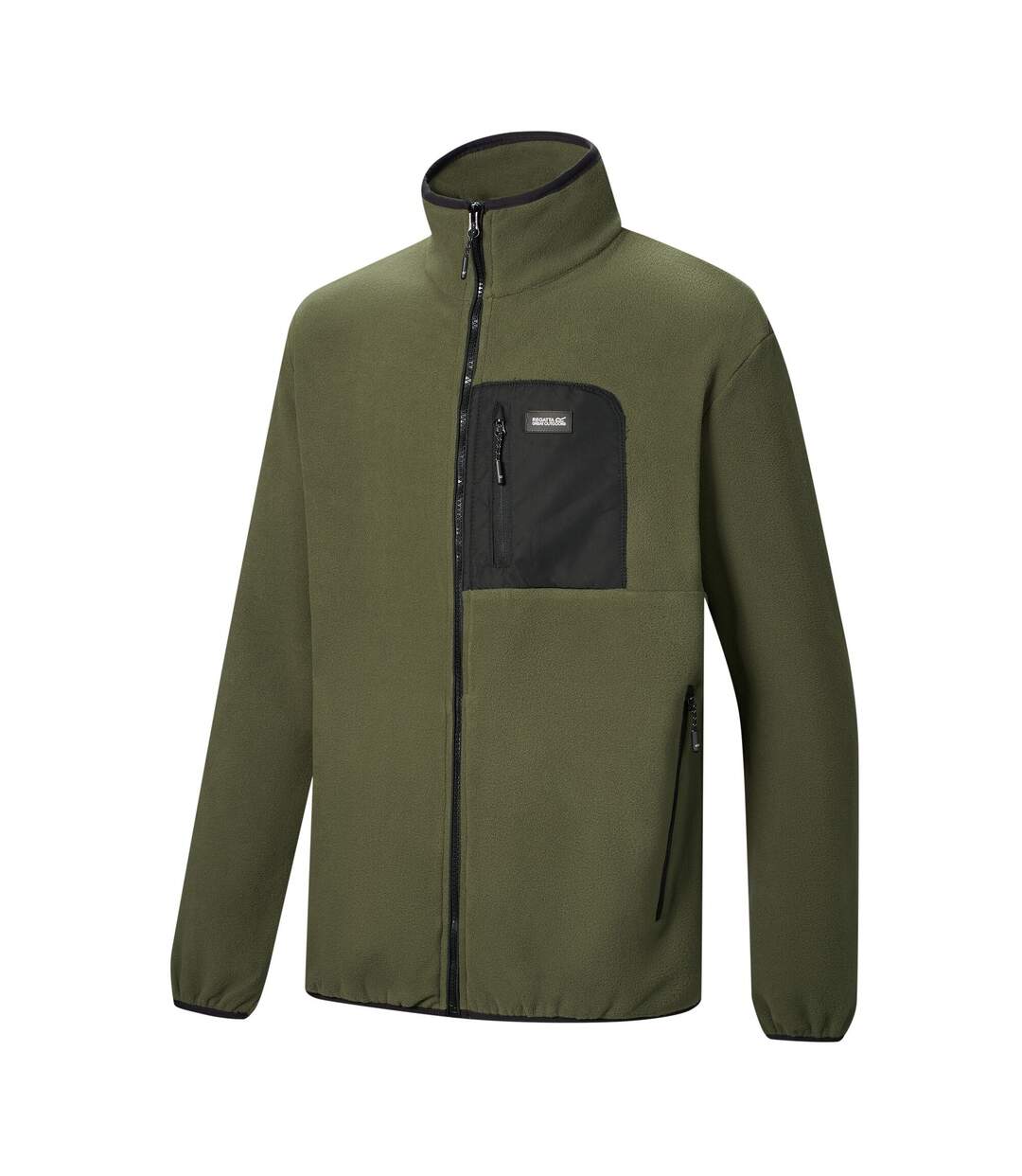 Veste Polaire À Col Montant Motif/style Détail Contrasté Frankie Homme Kaki Foncé Noir Regatta-4
