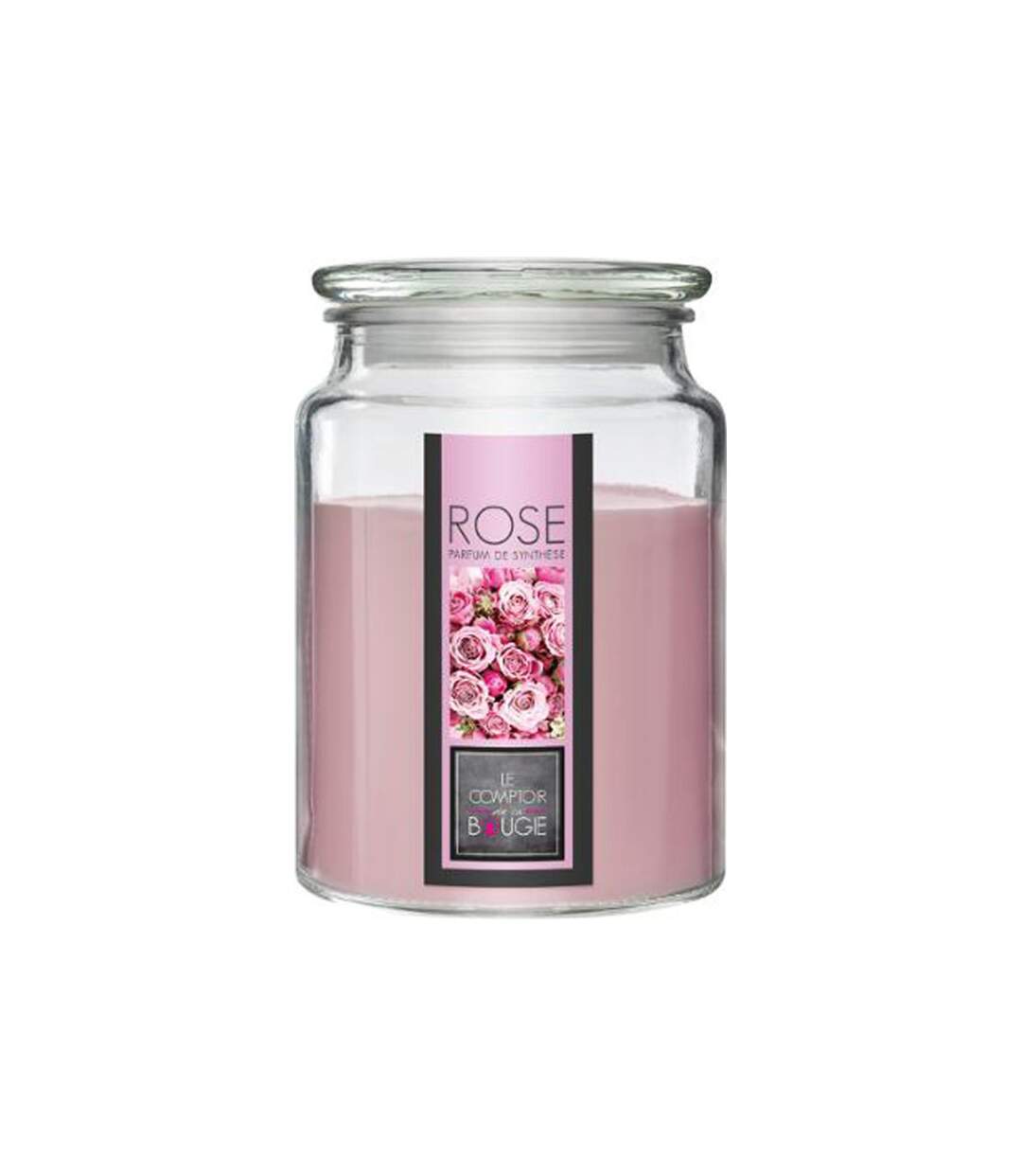 Bougie Parfumée en Verre Couvercle 510g Rose-2