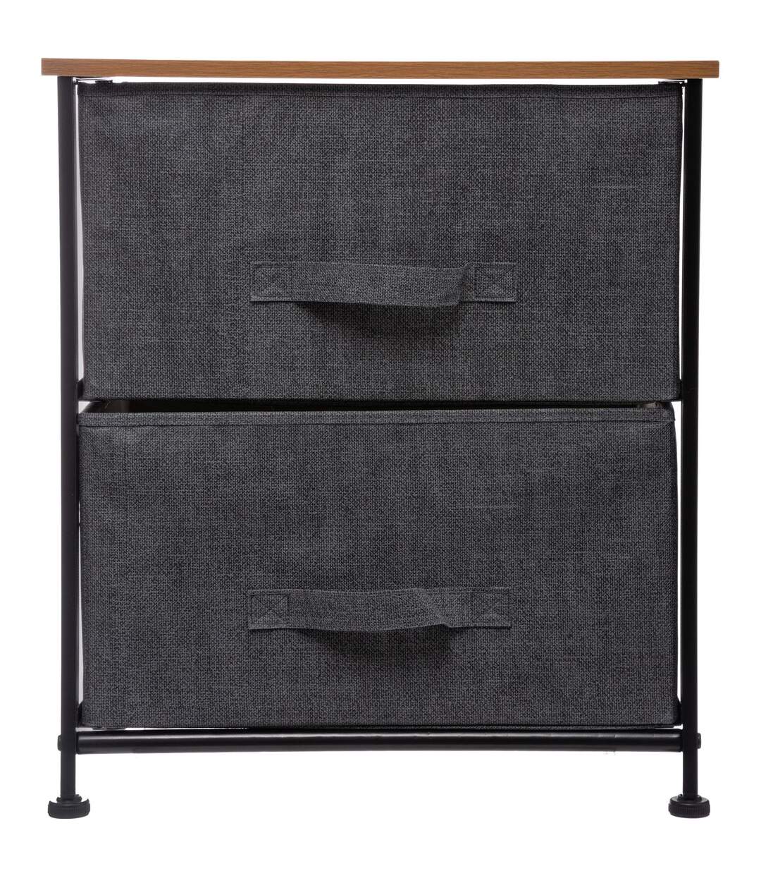 Table de chevet à 2 Tiroirs - H. 51 cm - Gris foncé-2