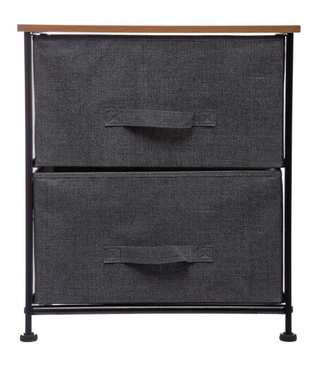 Table de chevet à 2 Tiroirs - H. 51 cm - Gris foncé