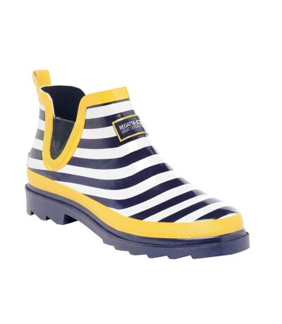 Bottines de pluie harper femme bleu marine/blanc/jaune Regatta