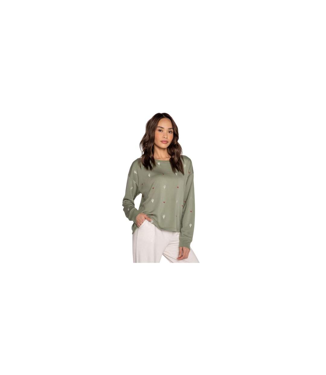 Womens/ladies Salvage French Terry Shirt Olive PJ Salvage-1