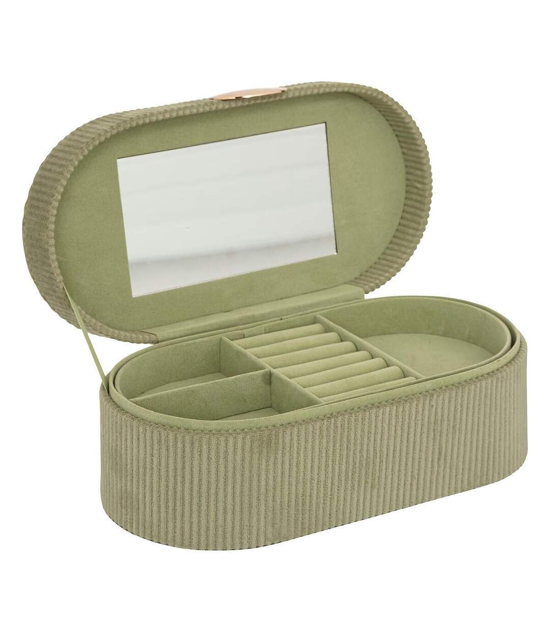 Boîte à Bijoux en Velours Enya 25cm Vert Kaki-2