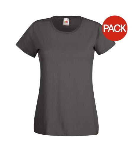 T-shirts Manches Courtes Femmes Gris Foncé Fruit Of The Loom