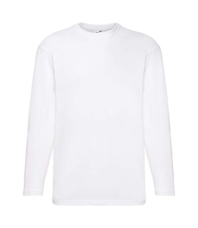 Fruit Of The Loom Mens Valueweight Crew Neck Long Sleeve T-Shirt (White)
