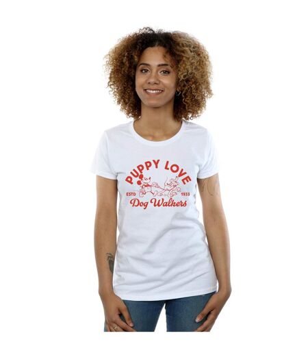 Disney Femme/Les femmes Mickey Mouse Puppy Love - T-shirt en coton (Blanc) - UTBI48777