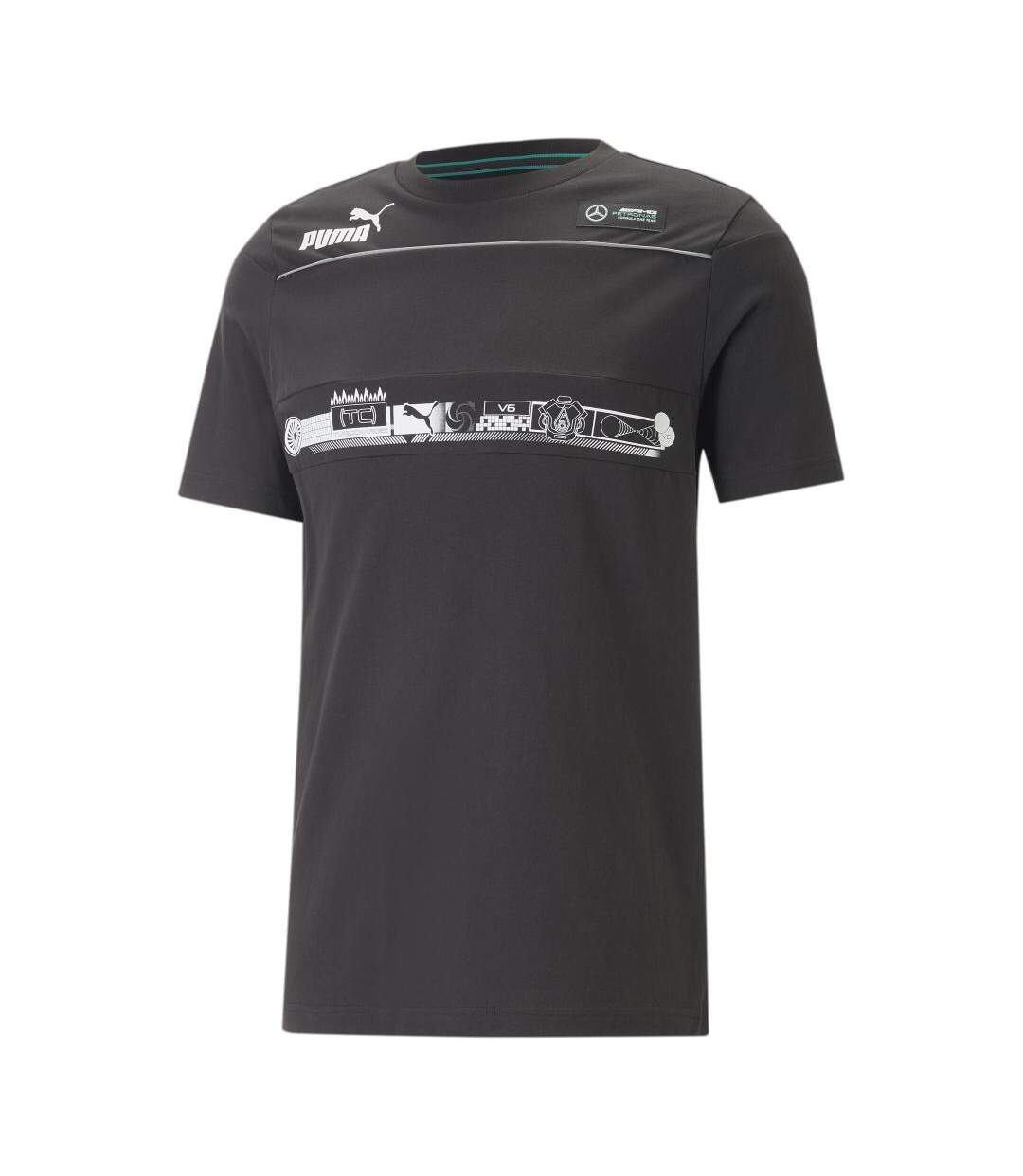 T-shirt Noir Homme Mercedes AMG V6 Puma F1 Team 538450 - S-1