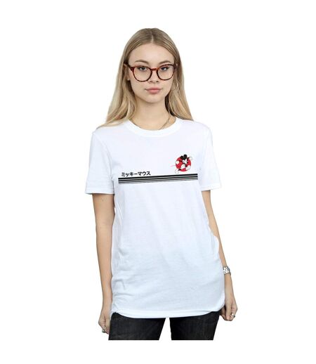 Disney Femme/Les femmes Mickey Mouse Running Cotton Boyfriend T-Shirt (Blanc) - UTBI37930