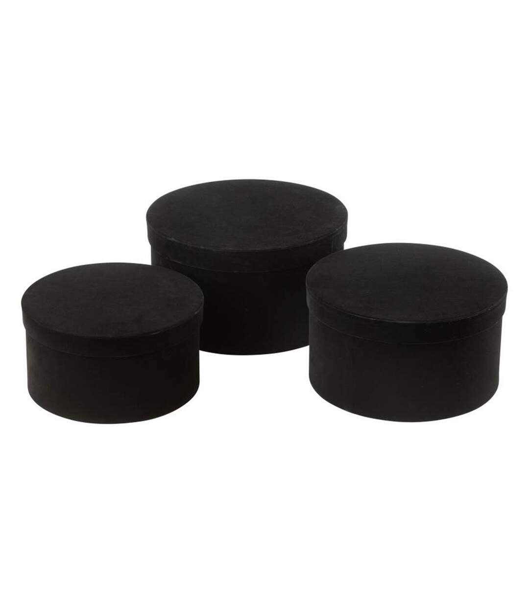 Lot de 3 Boîtes de Rangement Rondes Plates Vaughn 32cm Noir-1