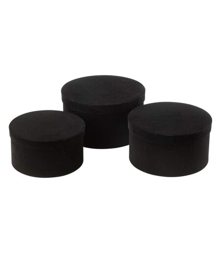 Lot de 3 Boîtes de Rangement Rondes Plates Vaughn 32cm Noir