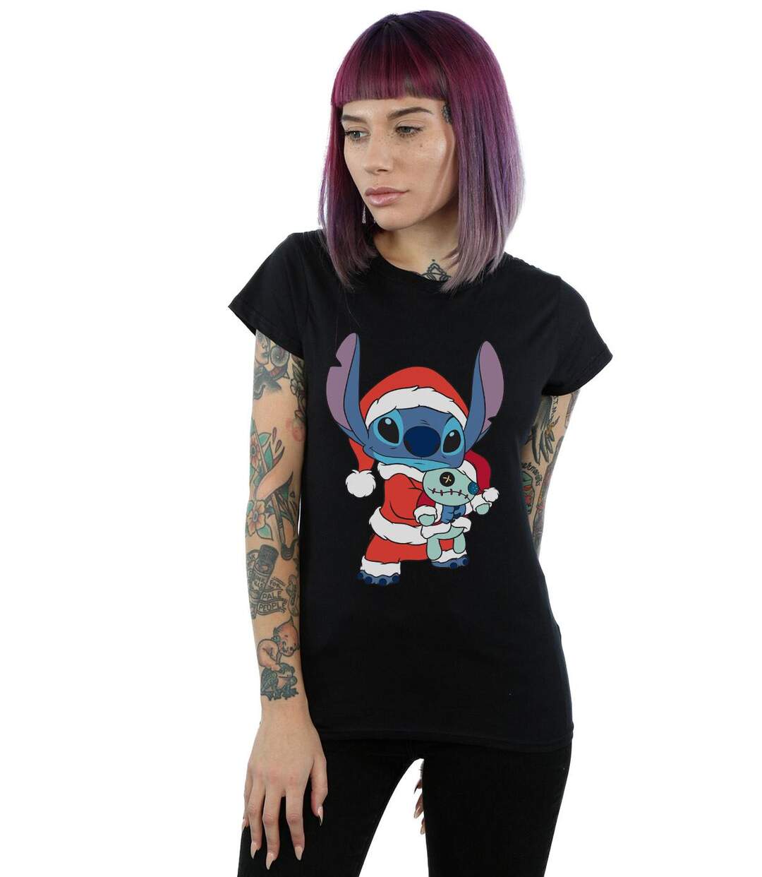 Disney Femmes/Les femmes Lilo And Stitch Stitch Christmas - T-shirt en coton (Noir) - UTBI15992-2