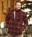 Men’s Full Zip Red Flannel Overshirt with Sherpa Lining 
