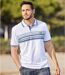 Pack of 2 Men's Striped Polo Shirts - Navy White