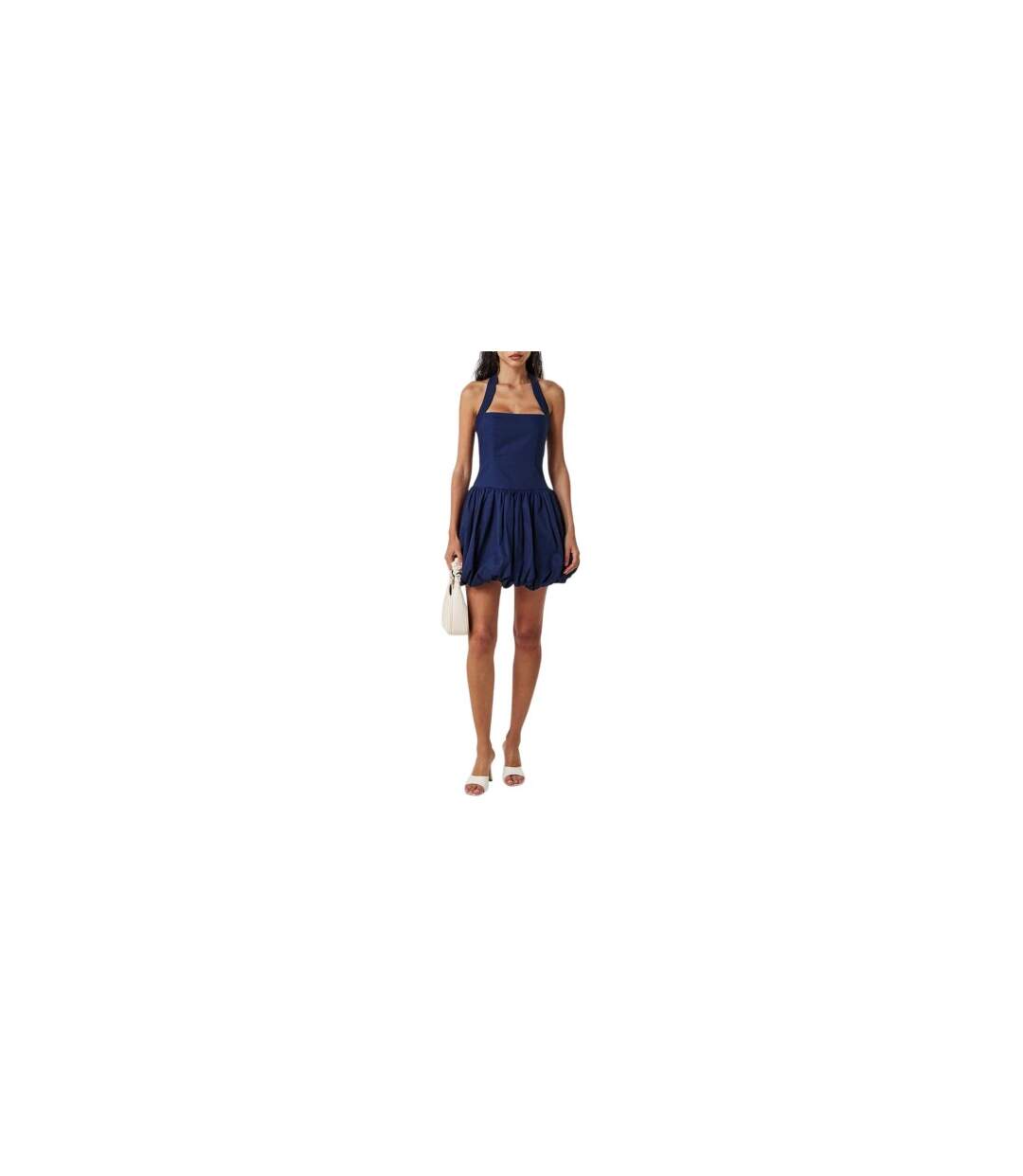 Womens/ladies Halter Neck Mini Dress Navy AmyLynn-1