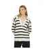 Womens/ladies Striped V Neck Jumper Oatmeal Brave Soul-2