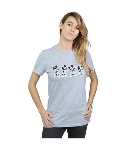 Disney Womens/Ladies Mickey Mouse Four Emotions Cotton Boyfriend T-Shirt (Gris sportif) - UTBI35974