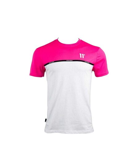 T-shirt Manches Courtes Homme Rose Blanc Imprimé 11 Degrees