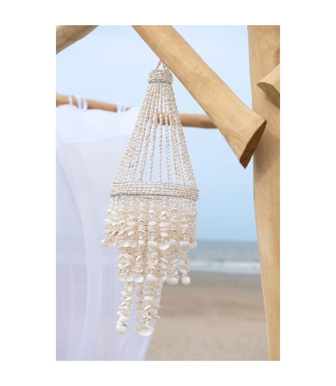 Suspension Déco en Coquillage Palais 70cm Blanc-2