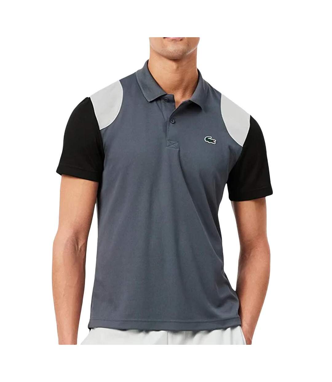 Polo gris/noir homme lacoste regular-1