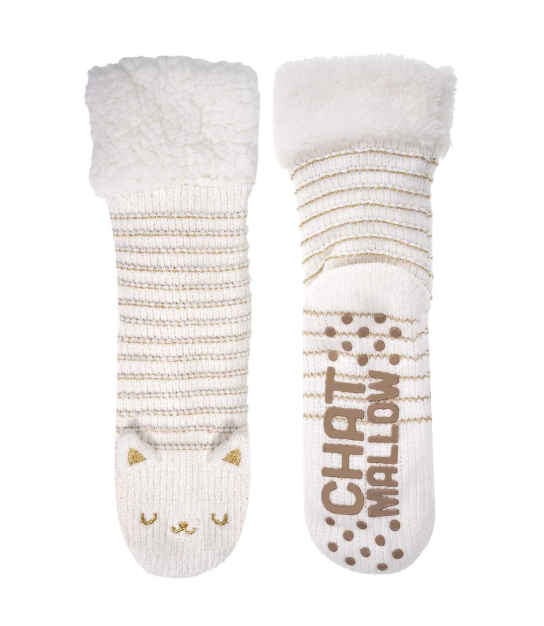Isotoner Chaussettes d'intérieur femme maille chenille - fourrées, antidérapantes-2